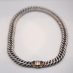 Christofle Sterling Silver, Red Garnet Chain Necklace