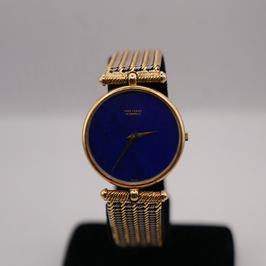 Van Cleef & Arpels 18K Gold Lapis Lazuli Watch with Piaget Movement