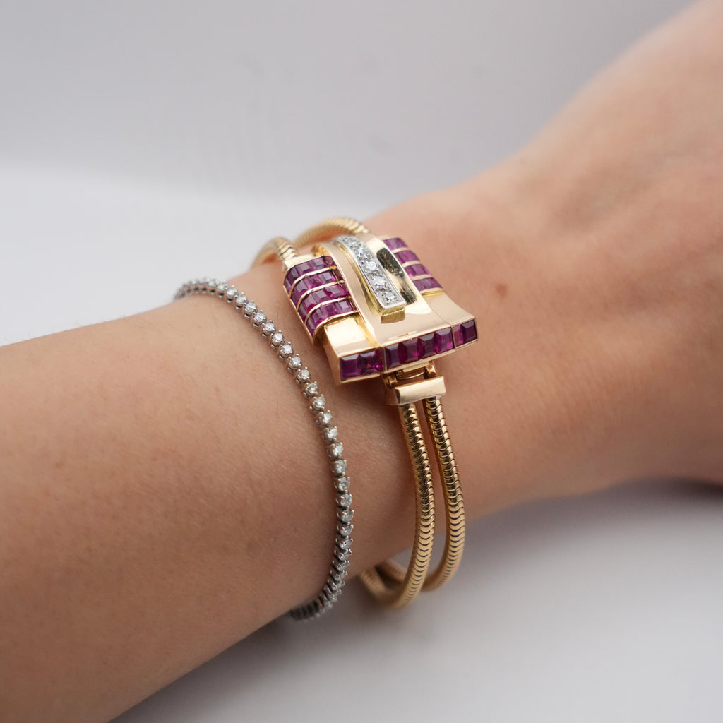 Vintage Rolex Ruby & Diamond Cocktail Watch