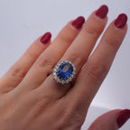 9ct Ceylon Sapphire & Diamond Cluster Ring