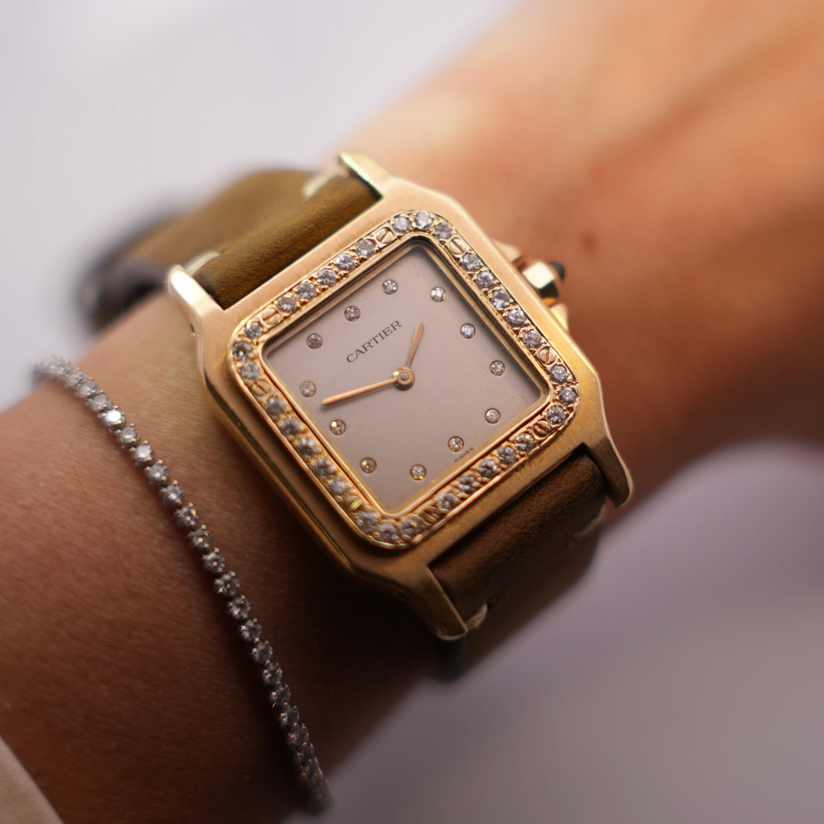 Cartier Santos Automatic Diamond-Set Watch
