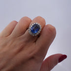 9ct Ceylon Sapphire & Diamond Cluster Ring