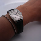Franck Muller Cintrée Curvex 7501 S6 BAG CD 18k White Gold Baguette Diamond Watch