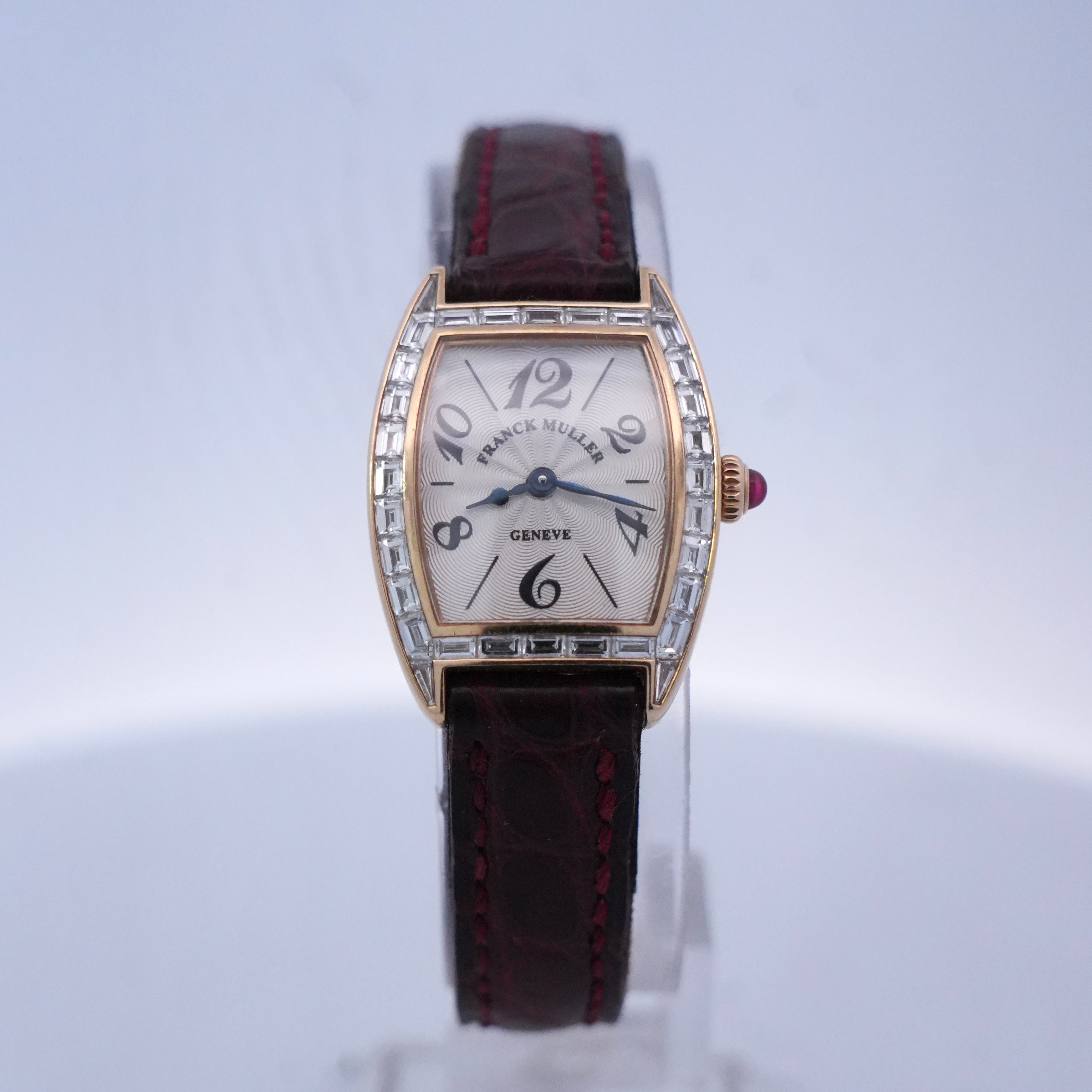 Franck Muller Cintrée Curvex 2500 QZ BG 18k Gold Baguette Diamond Watch