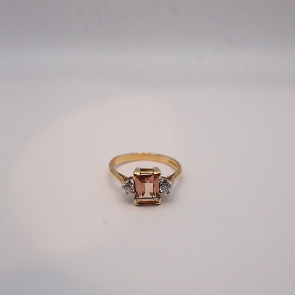 Topaz & Diamond Three-Stone Ring