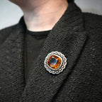 Edwardian Madeira Citrine & Diamond Platinum Pendant Brooch