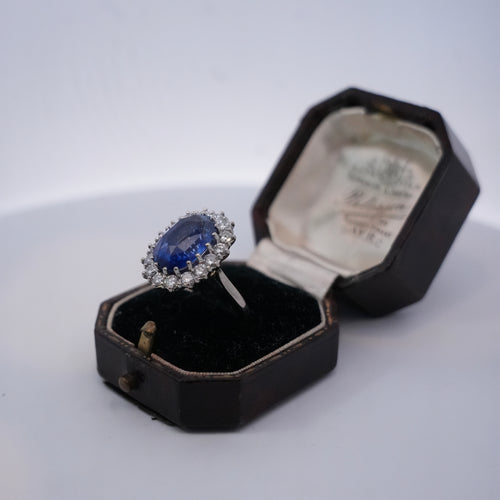 9ct Ceylon Sapphire & Diamond Cluster Ring
