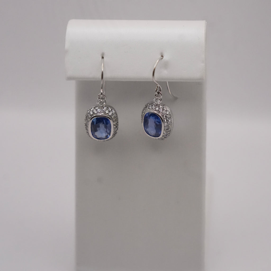 Ceylon Sapphire & Diamond Drop Earrings