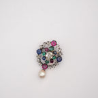 Victorian Gem-Set Diamond Pendant Brooch Drop Pearl