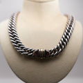 Christofle Sterling Silver, Red Garnet Chain Necklace