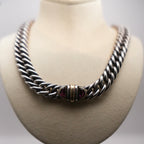 Christofle Sterling Silver, Red Garnet Chain Necklace