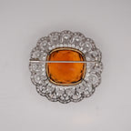 Edwardian Madeira Citrine & Diamond Platinum Pendant Brooch
