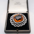 Edwardian Madeira Citrine & Diamond Platinum Pendant Brooch
