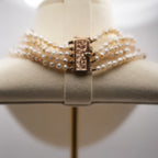 Victorian Natural Pearl Five-Strand Necklace with 4.5ct Old-Cut Diamond Flower Clasp