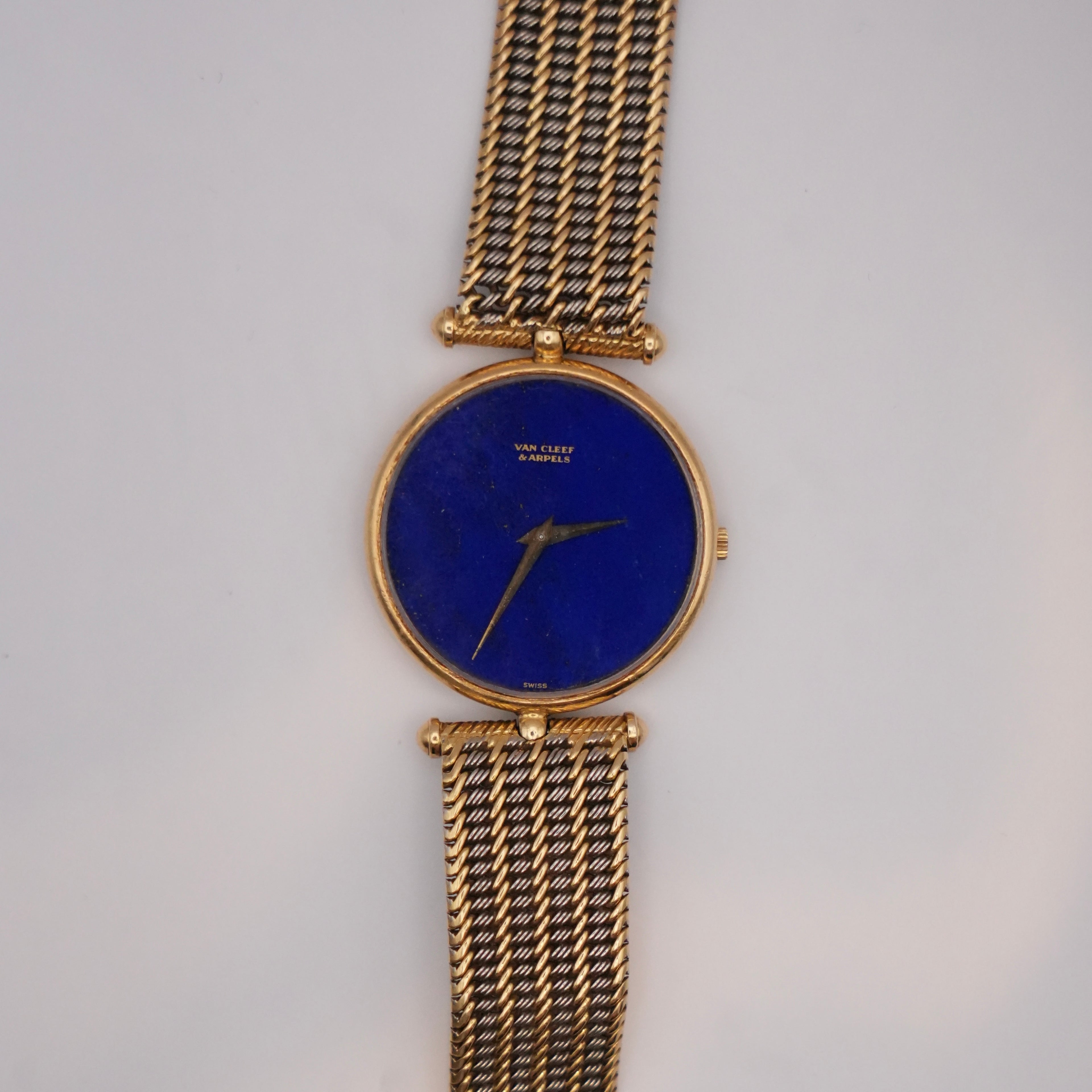 Van Cleef & Arpels 18K Gold Lapis Lazuli Watch with Piaget Movement