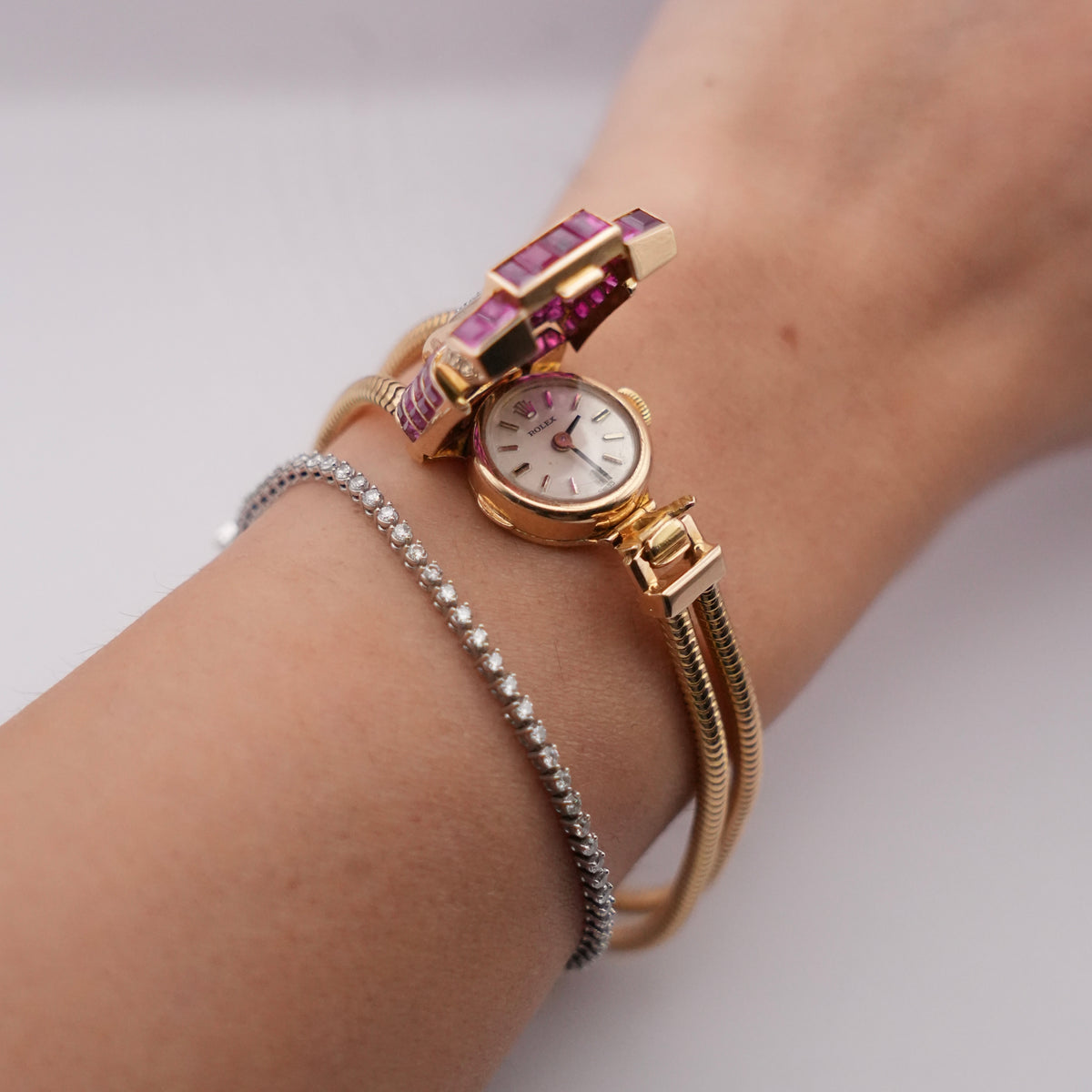 Vintage Rolex Ruby & Diamond Cocktail Watch