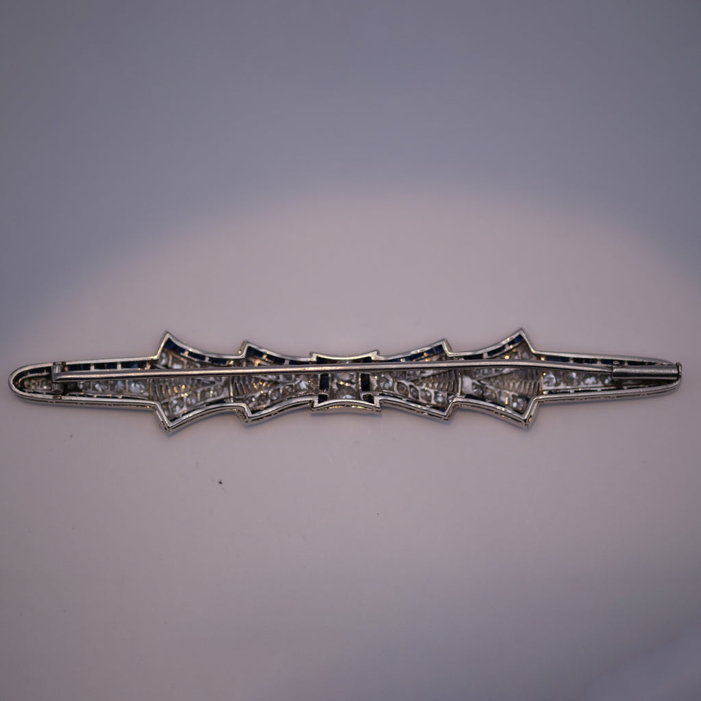 Art Deco Diamond & Sapphire Bow Brooch