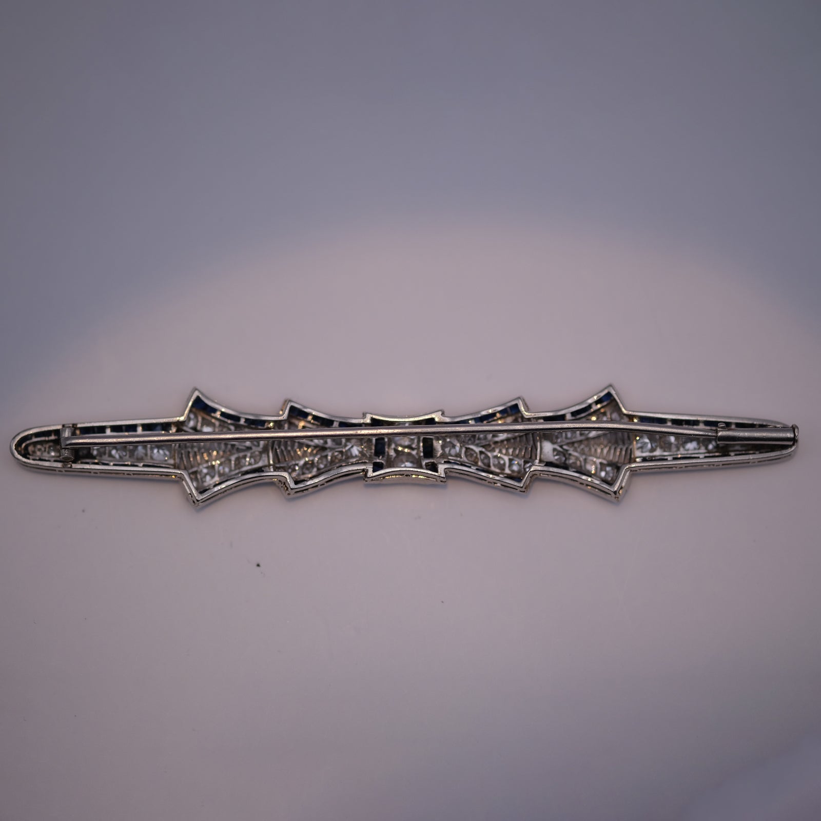 Art Deco Diamond & Sapphire Bow Brooch