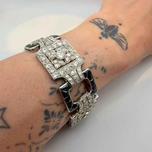An Art Deco Diamond & Sapphire Bracelet