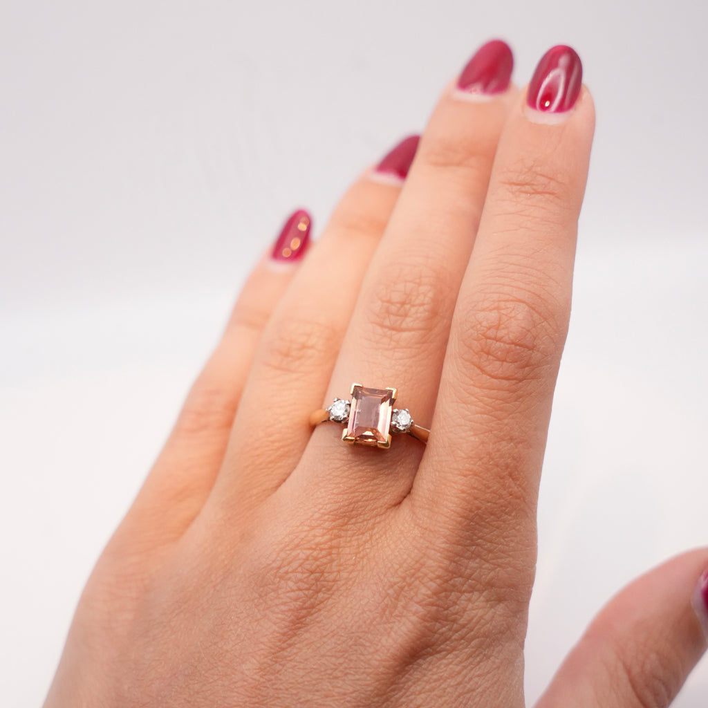 Topaz & Diamond Three-Stone Ring
