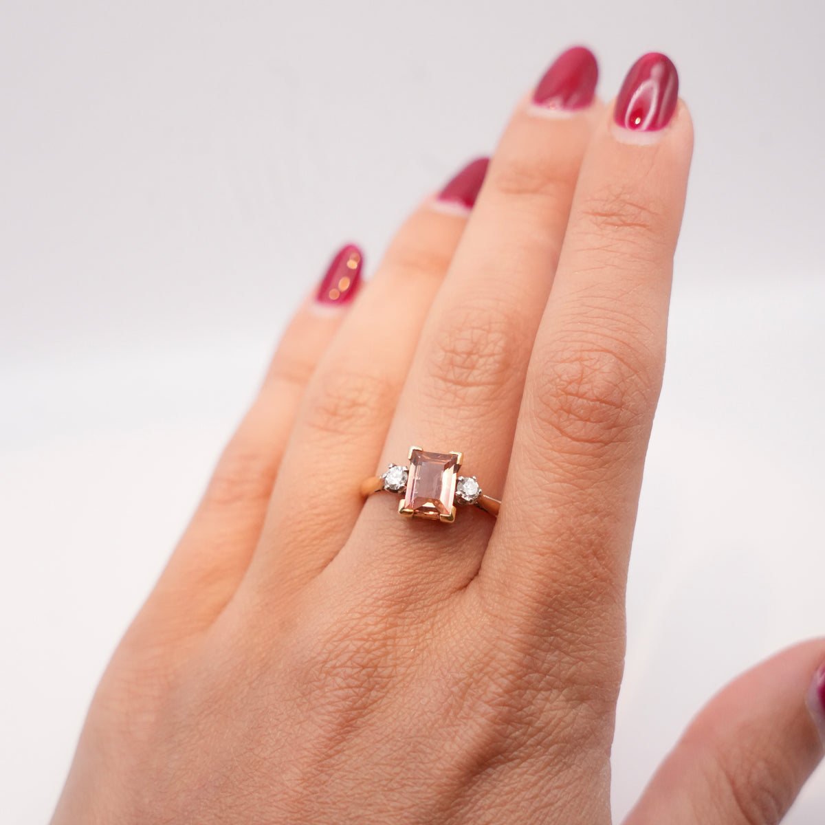 Topaz & Diamond Three-Stone Ring