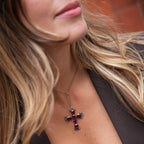 Rhodolite Garnet & Diamond Cross Pendant