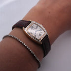 Franck Muller Cintrée Curvex 2500 QZ BG 18k Gold Baguette Diamond Watch
