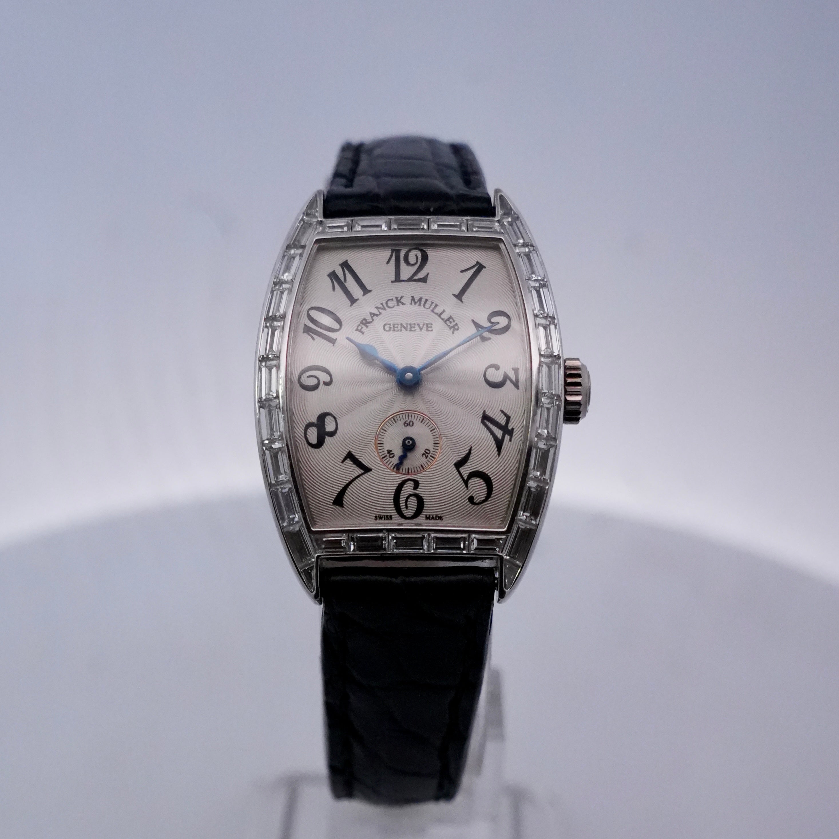 Franck Muller Cintrée Curvex 7501 S6 BAG CD 18k White Gold Baguette Diamond Watch