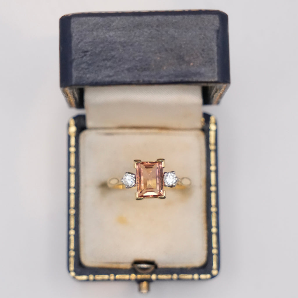 Topaz & Diamond Three-Stone Ring
