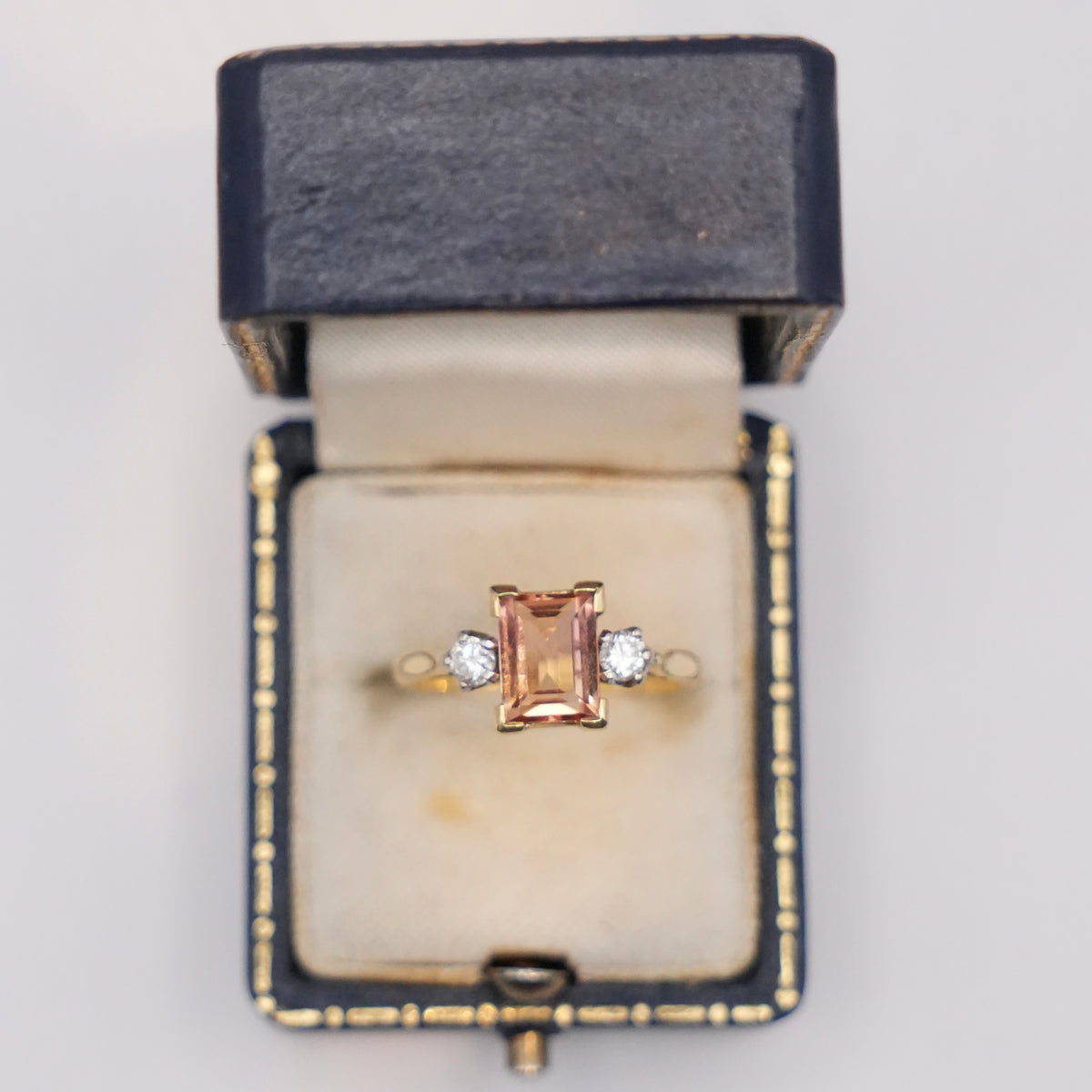 Topaz & Diamond Three-Stone Ring