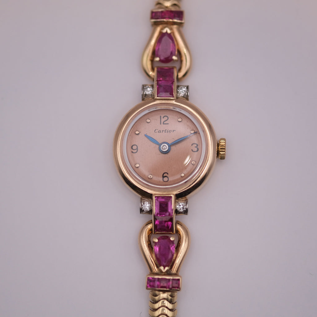 Cartier Ruby & Diamond Ladies Bracelet Watch