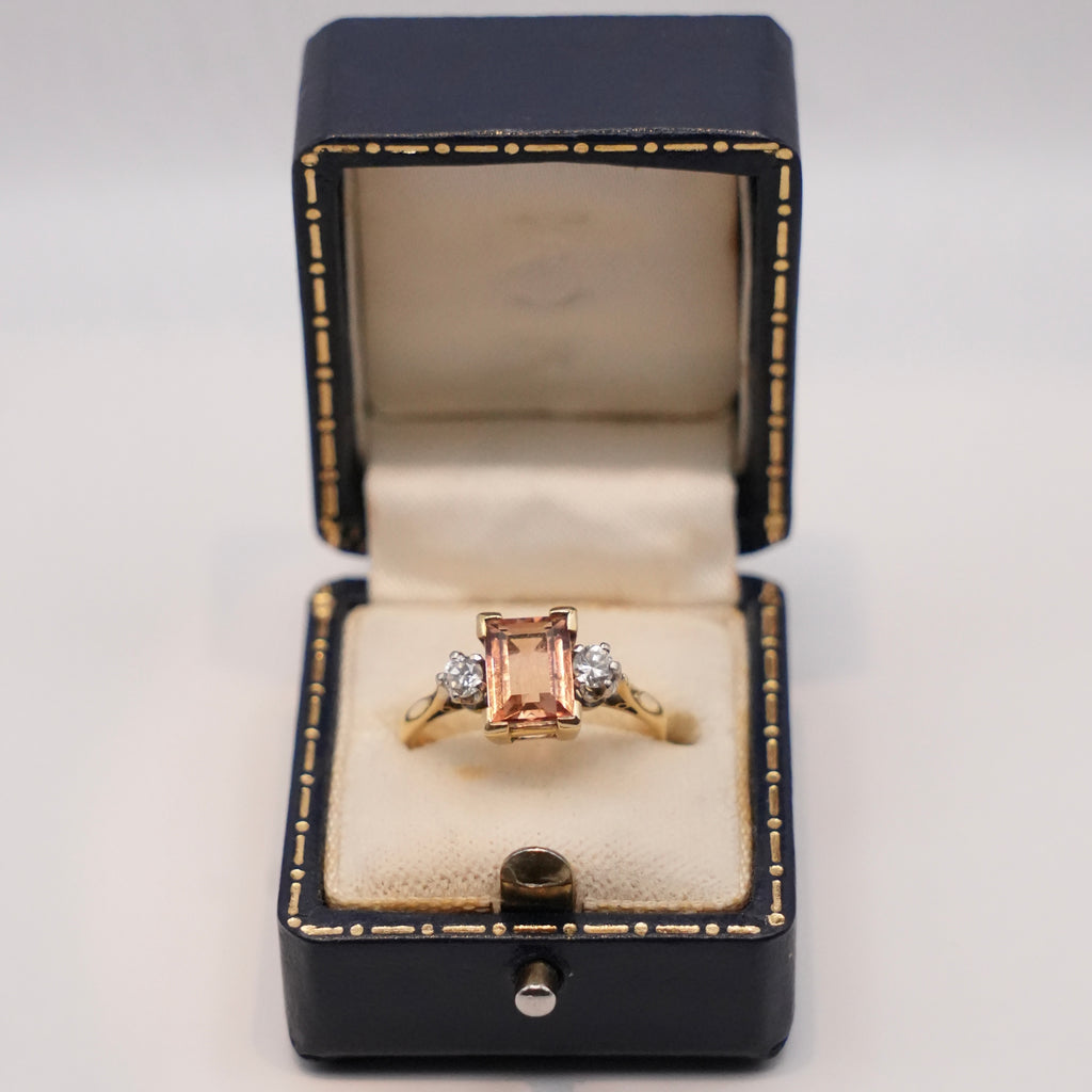 Topaz & Diamond Three-Stone Ring