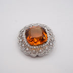 Edwardian Madeira Citrine & Diamond Platinum Pendant Brooch
