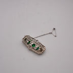 Art Deco Colombian Emerald & Old European Cut Diamond Platinum Brooch