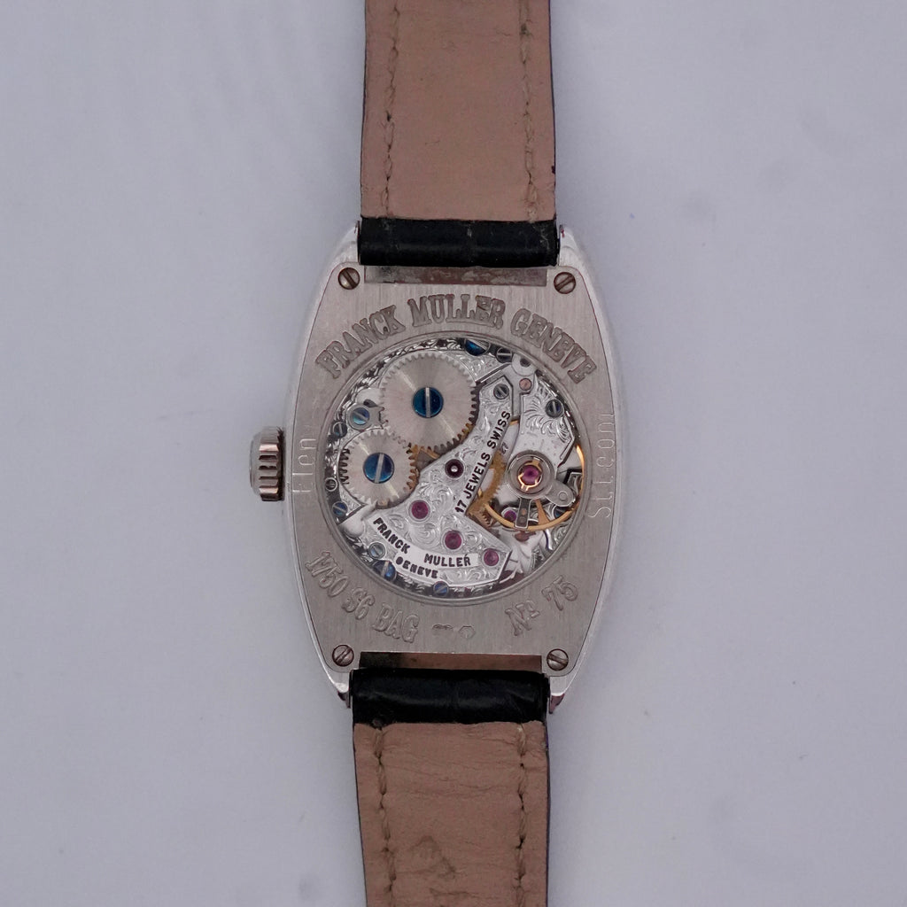 Franck Muller Cintrée Curvex 7501 S6 BAG CD 18k White Gold Baguette Diamond Watch