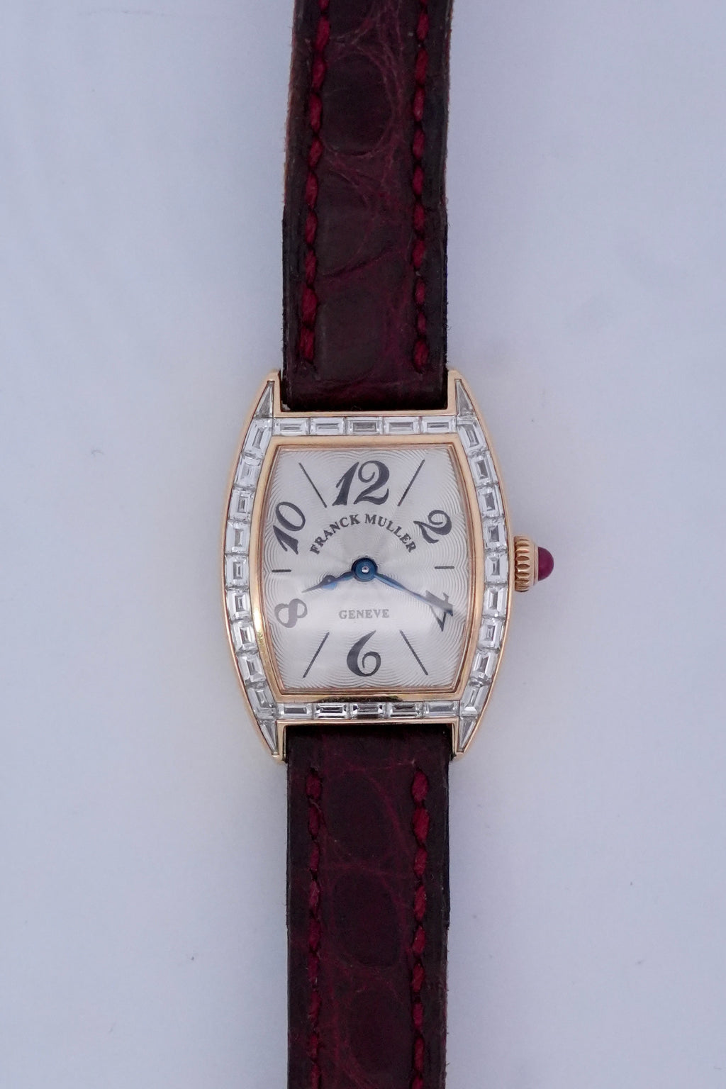 Franck Muller Cintrée Curvex 2500 QZ BG 18k Gold Baguette Diamond Watch