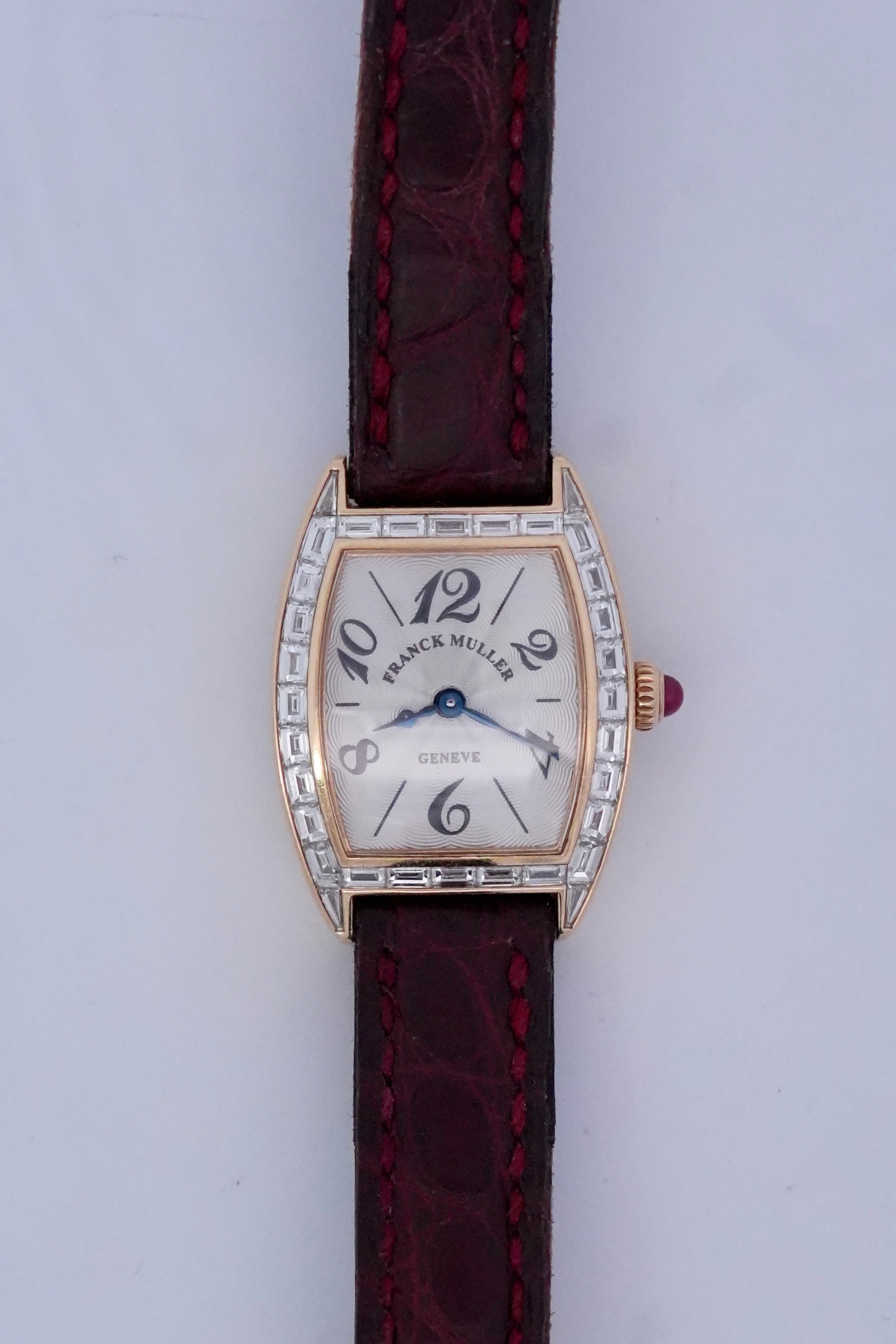 Franck Muller Cintrée Curvex 2500 QZ BG 18k Gold Baguette Diamond Watch