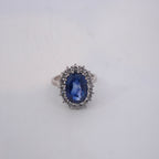 9ct Ceylon Sapphire & Diamond Cluster Ring