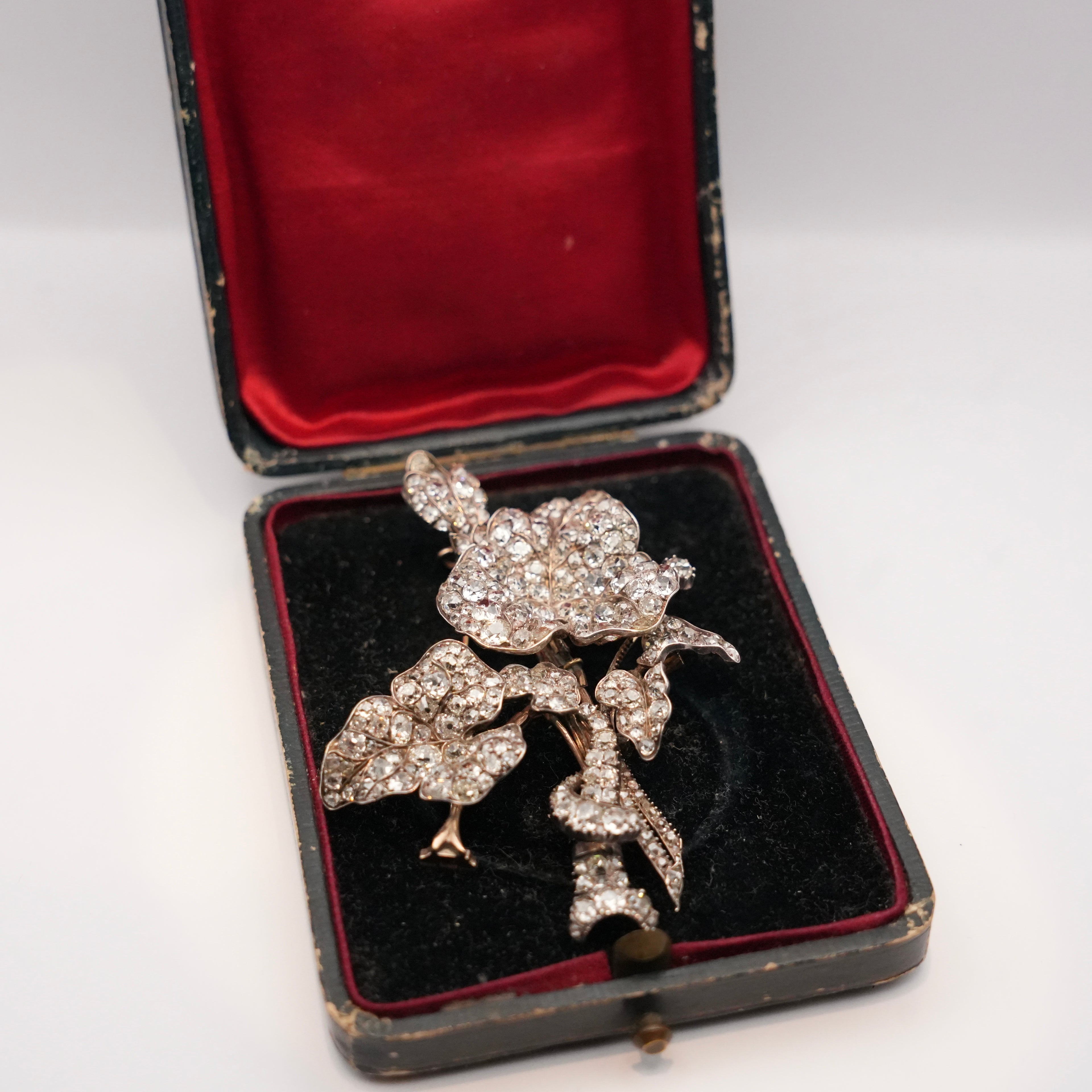Victorian Old Mine Cut Diamond Flower Bouquet Brooch