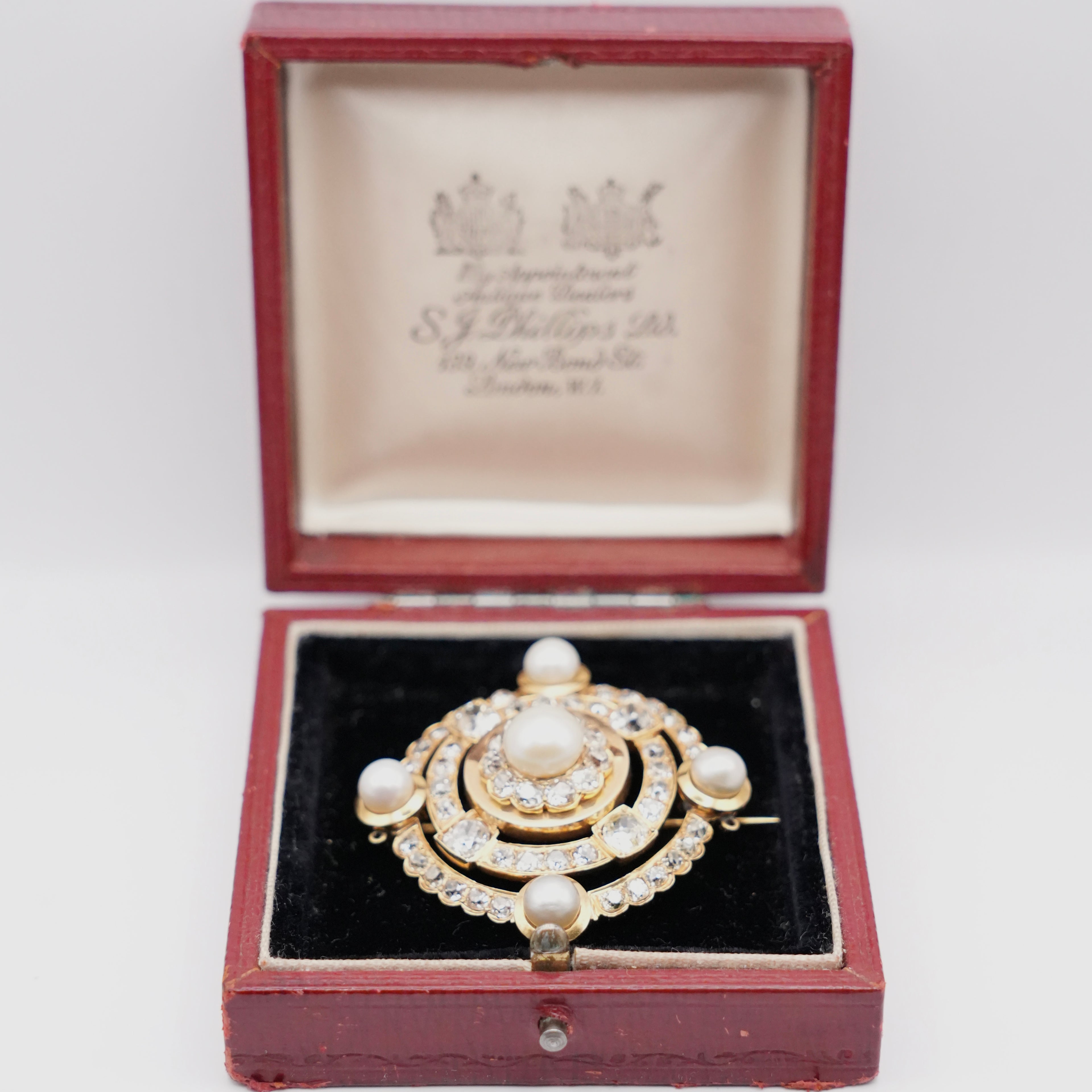 Victorian Natural Pearl & Diamond Brooch, Circa 1880