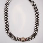 Christofle Sterling Silver, Red Garnet Chain Necklace