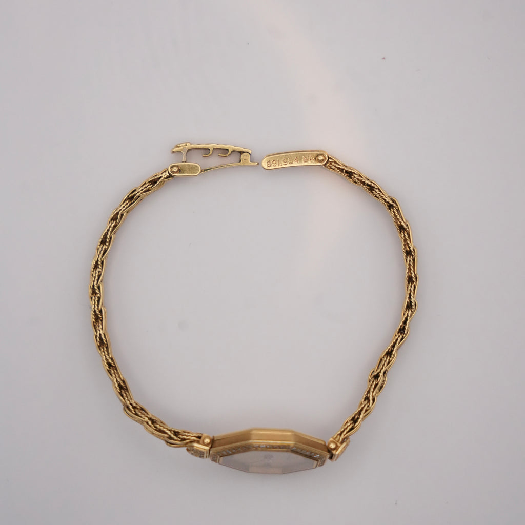 Vintage Omega 18ct Yellow Gold & Diamond Cocktail Bracelet Watch, 1980s