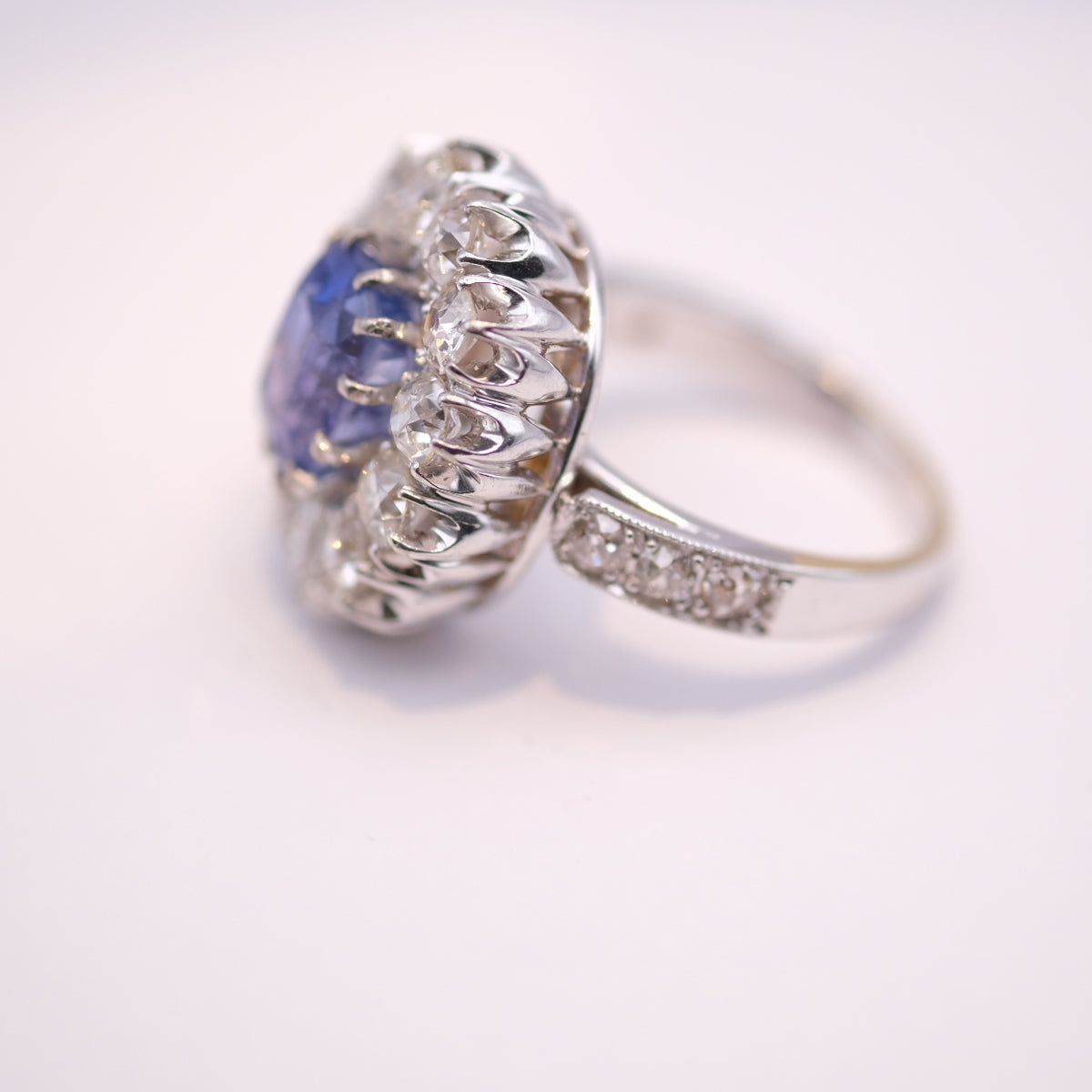 No-Heat Burmese Sapphire & Diamond Ring