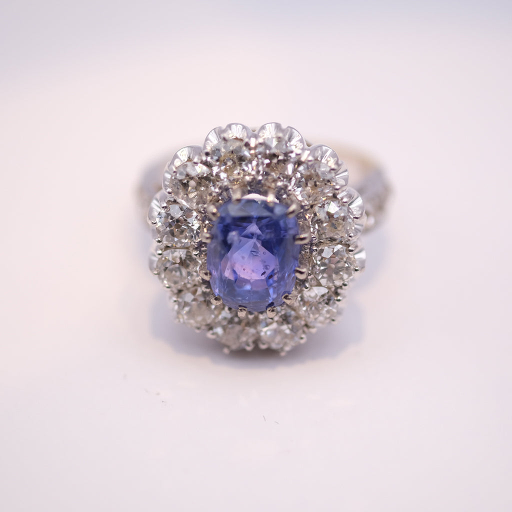 No-Heat Burmese Sapphire & Diamond Ring