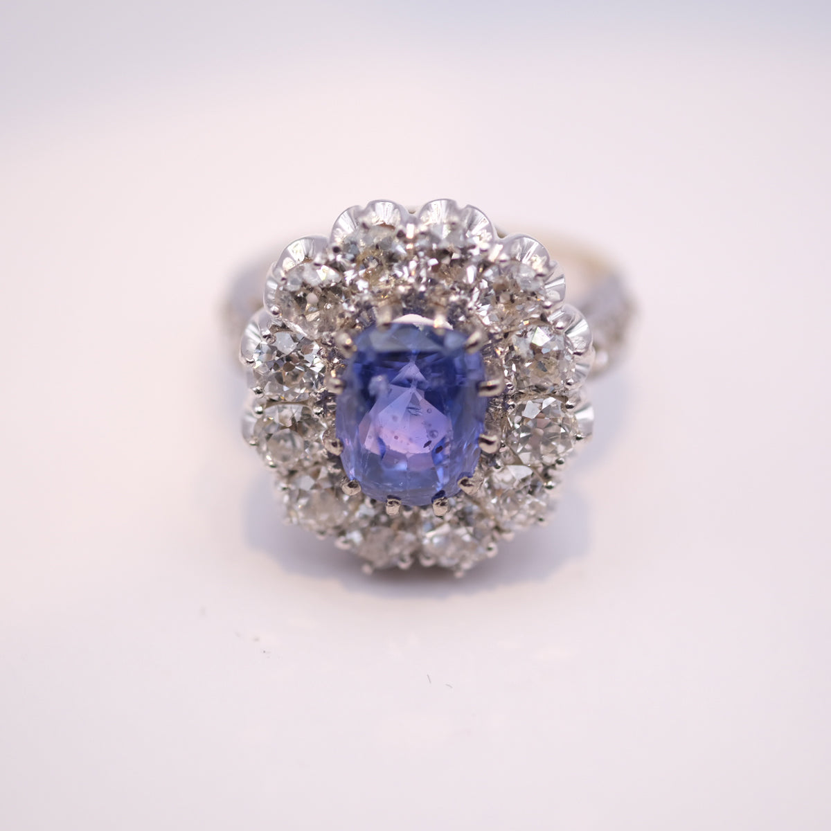 No-Heat Burmese Sapphire & Diamond Ring