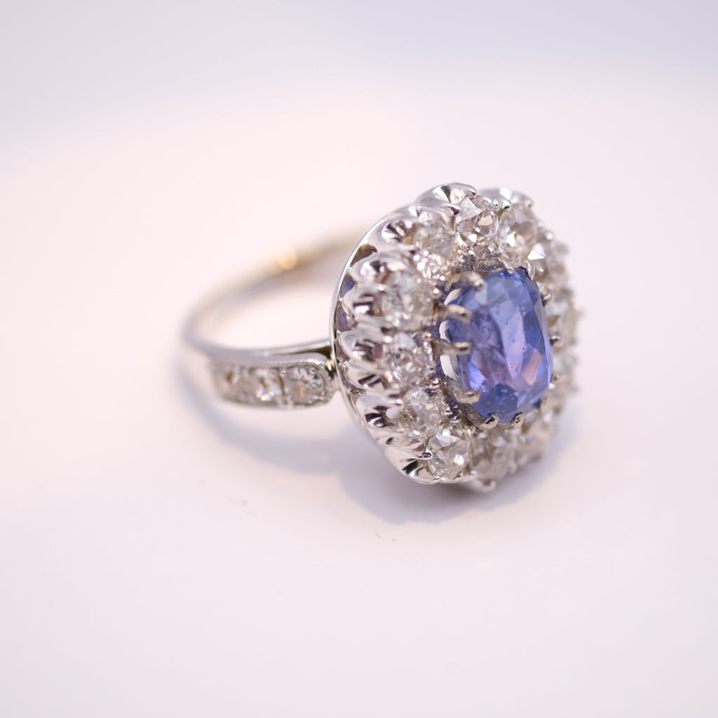 No-Heat Burmese Sapphire & Diamond Ring