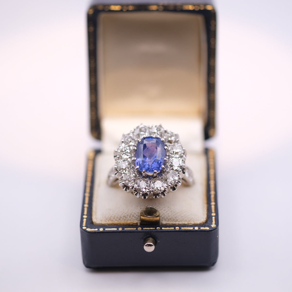 No-Heat Burmese Sapphire & Diamond Ring