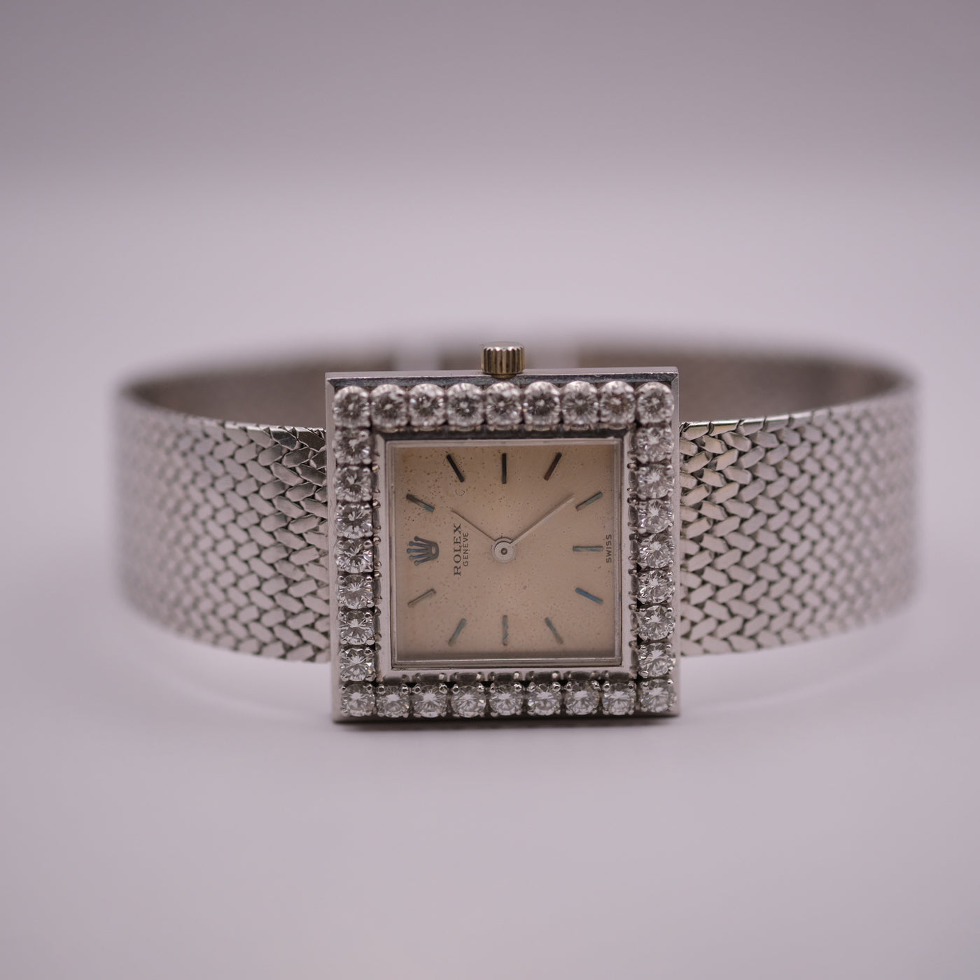 Rolex Diamond-Set Cocktail Watch in 18k White Gold, Circa 1960s