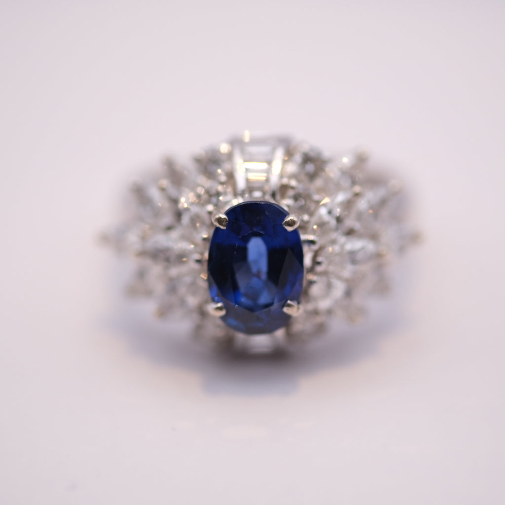 Royal Blue Ceylon Sapphire & Diamond Ring