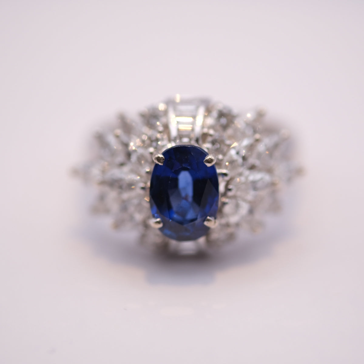 Royal Blue Ceylon Sapphire & Diamond Ring